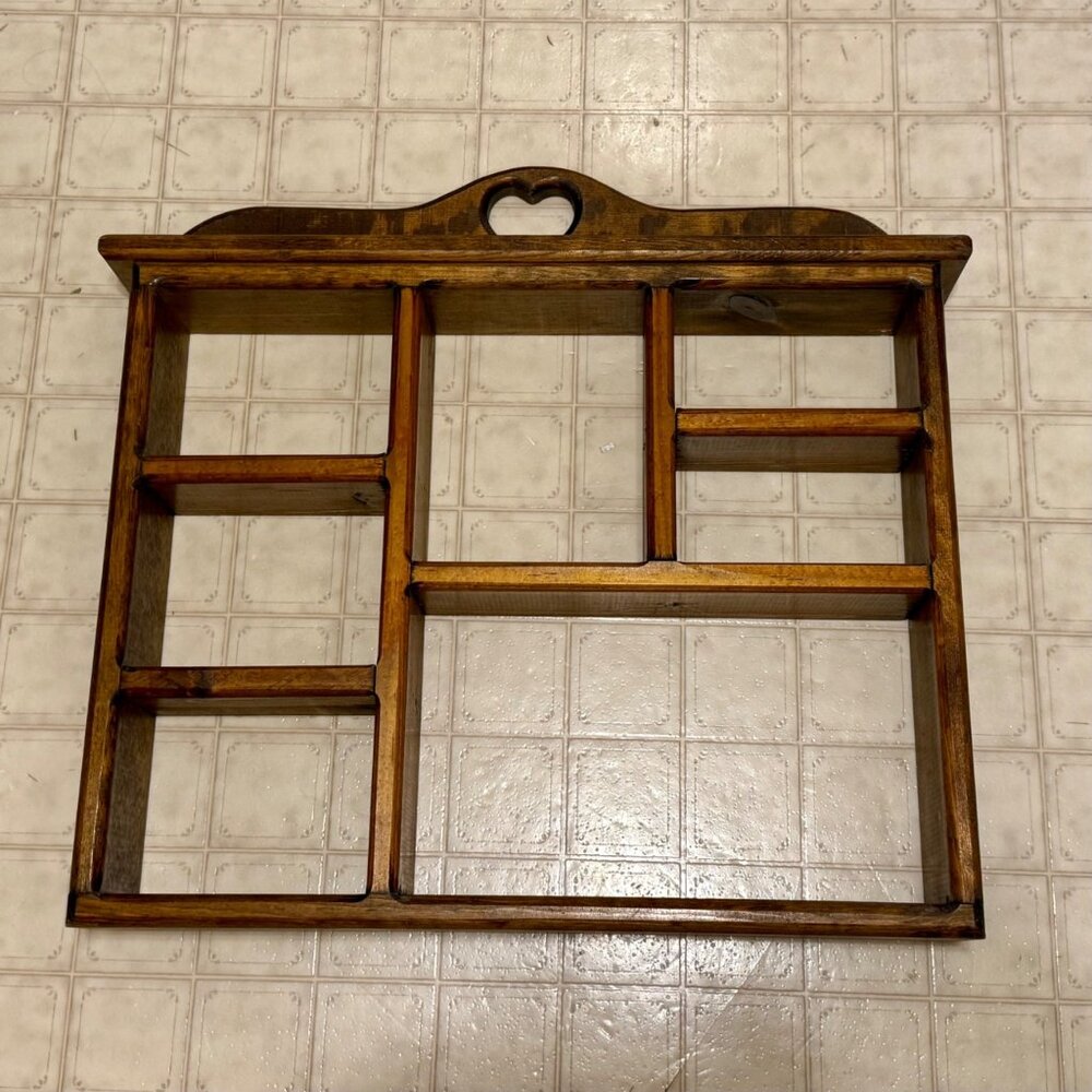 Charming Vintage Wooden Wall Shelf with Heart Cutout